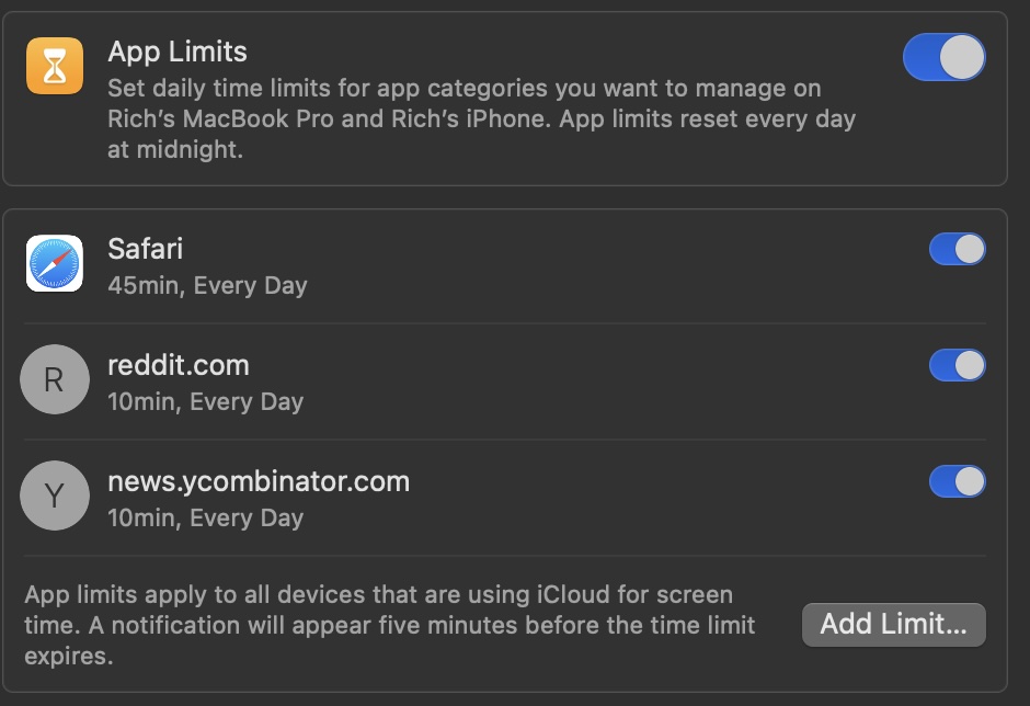 app limits config